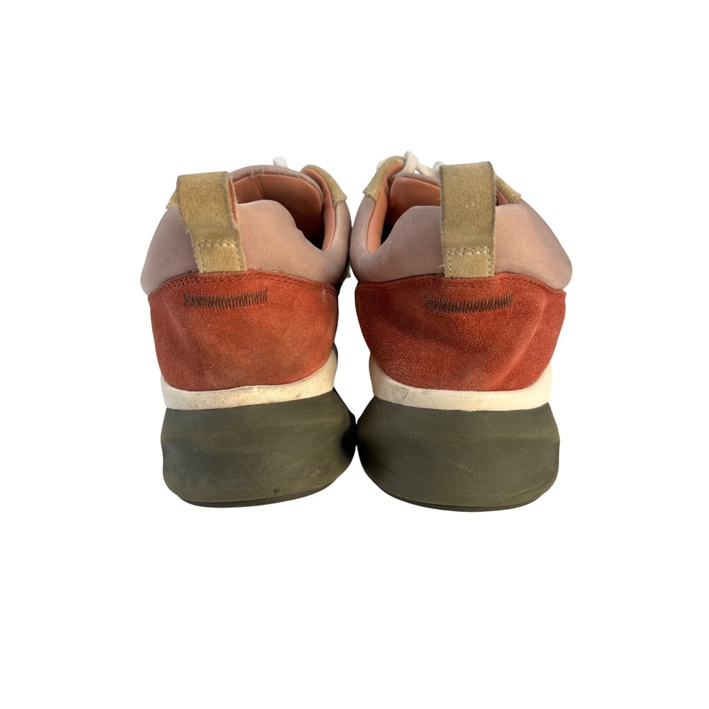 Tory Burch Good Luck Trainer Sneakers Pink Tan Rust Suede Leather 9M 139855